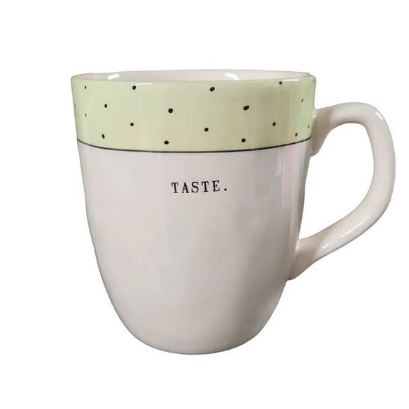 Rae Dunn Other - Rae Dunn White Green Black Dot "Taste" Coffee Mug